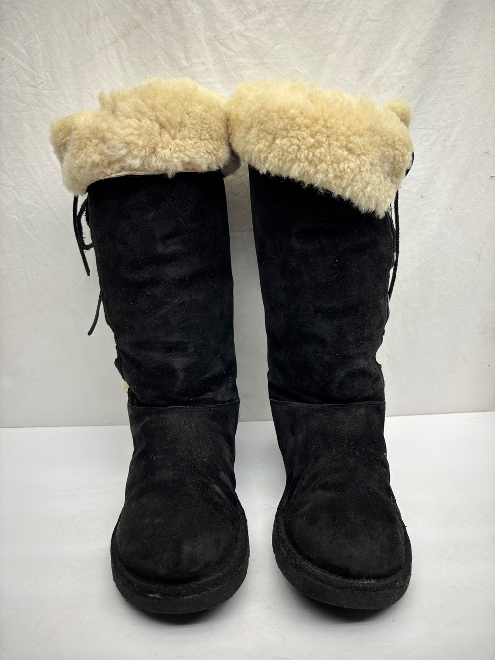 UGG Women's Suede Shearling-Trim Winter Boots, SZ 8, box 90